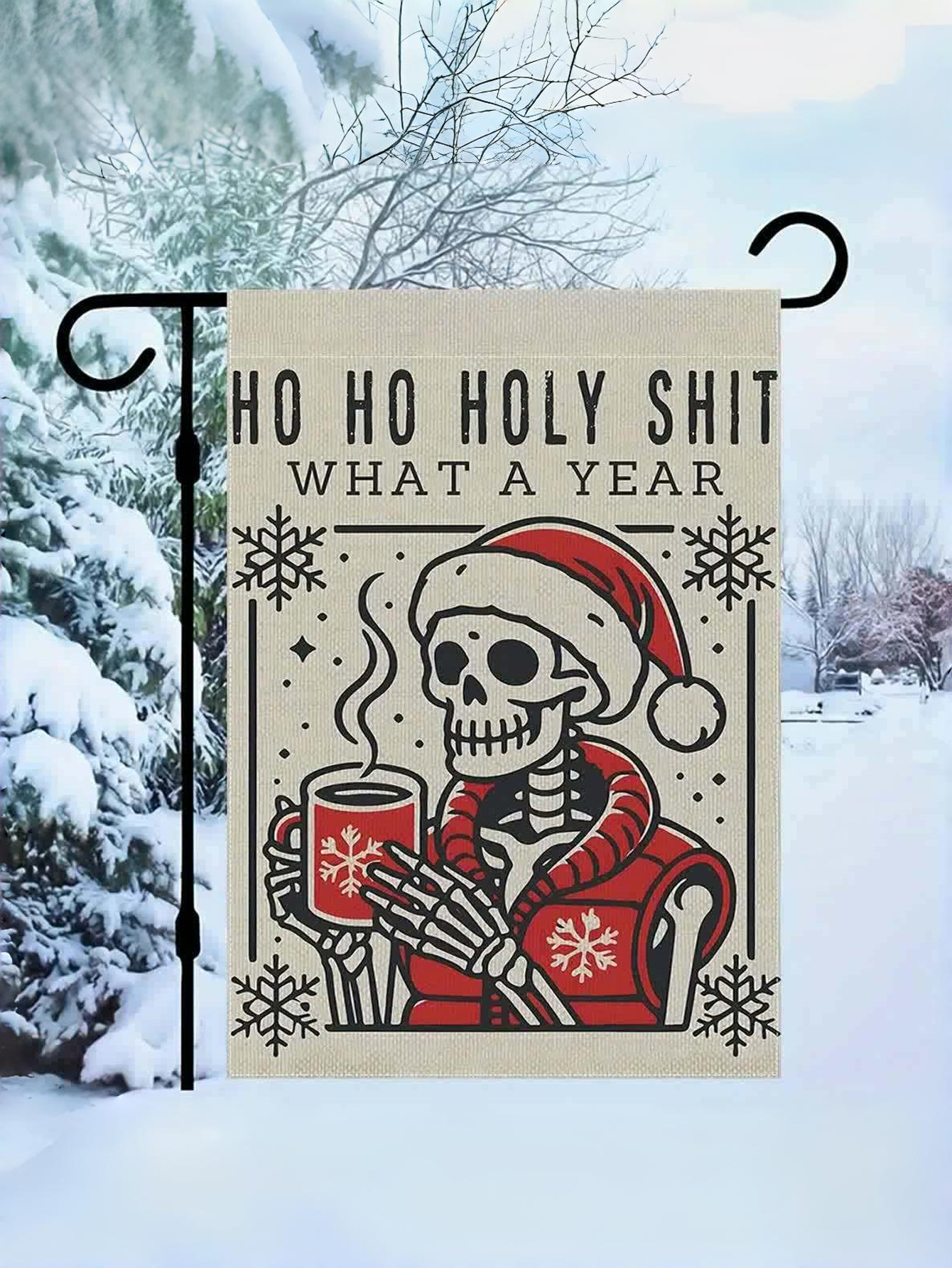 Personalization Funny Christmas Skeleton Garden Flag